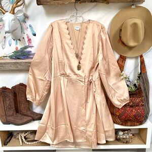 Champagne satin beautiful boho dress w party beach vibe